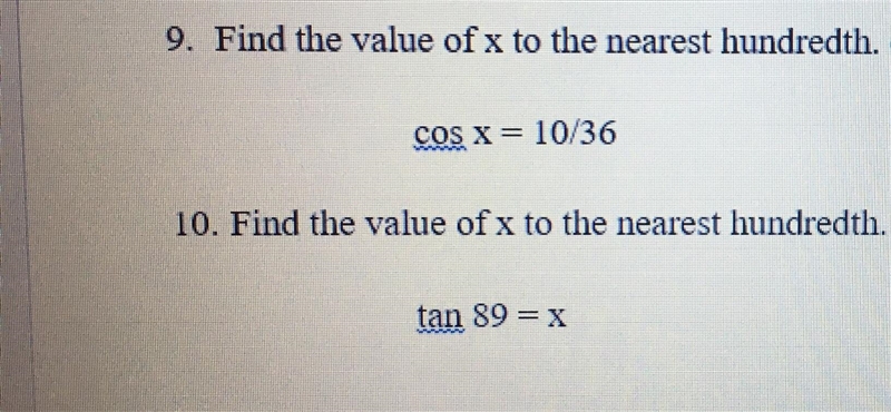 Help! Find the value of x to the nearest hundredth-example-1