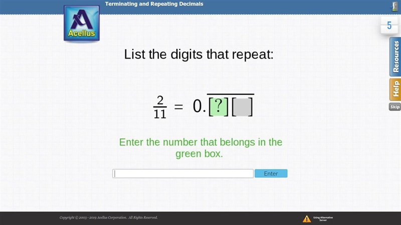 List the digits that repeat:-example-1