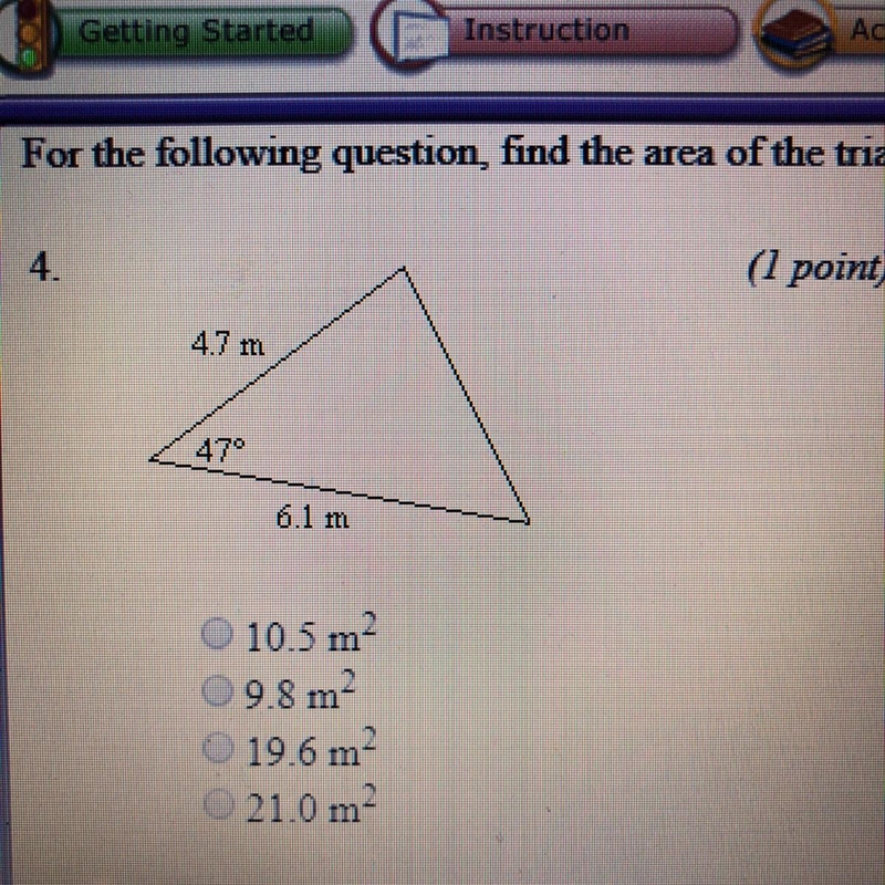 For the following question, find the area of the triangle. give the answer to the-example-1