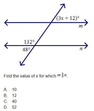 Find the value of x for which m || n-example-1