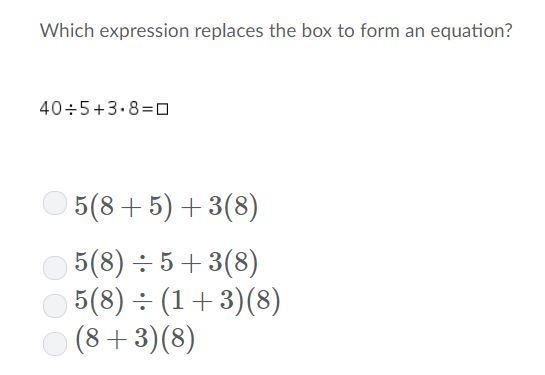 Which expression replaces the box to form an equation?-example-1