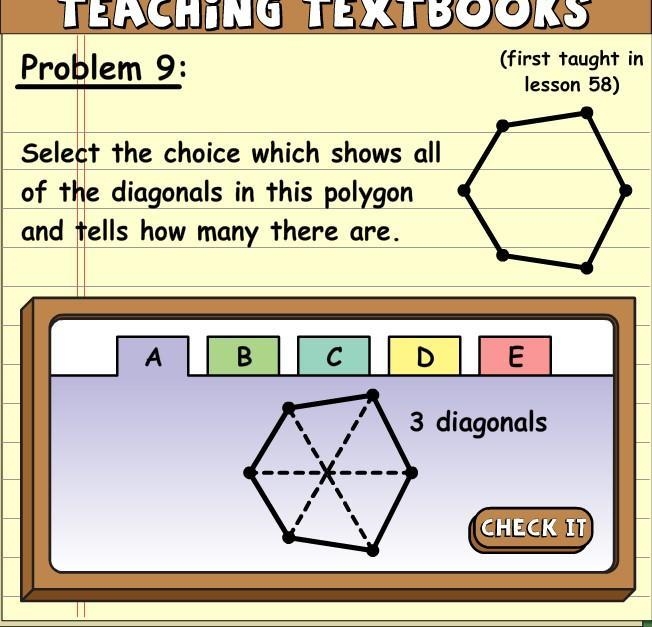 Select the choice which shows all of the diagonals in this polygon and tells how many-example-1