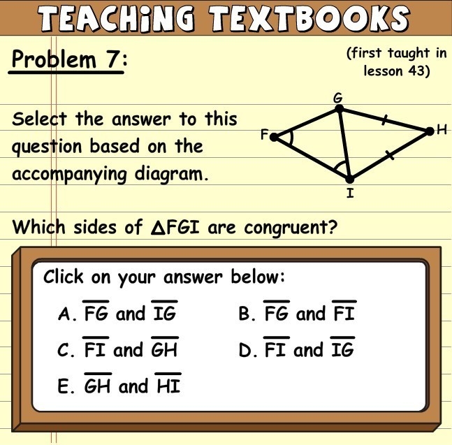 Based on the diagram, which sides of FGI are congruent?-example-1