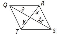 For what value of y must QRST be a parallelogram? A: 1 B: 2 C: 3 D: 0.5-example-1