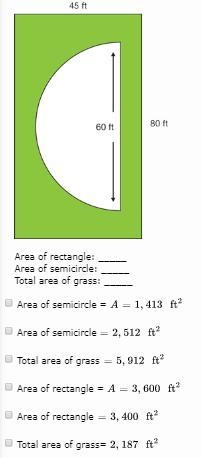 PLEASE HELP! Daniela has a rectangular yard with a pool in the shape of a semicircle-example-1