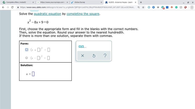 SOLVE THE EQUATION BY COMPLETING THE SQUARE!!!!! HELPPPPPPPPPP!!!!!!!!!!!-example-1