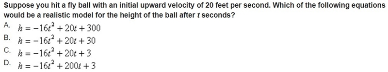 Suppose you hit a fly ball with an initial upward velocity of 20 feet per second. Which-example-1