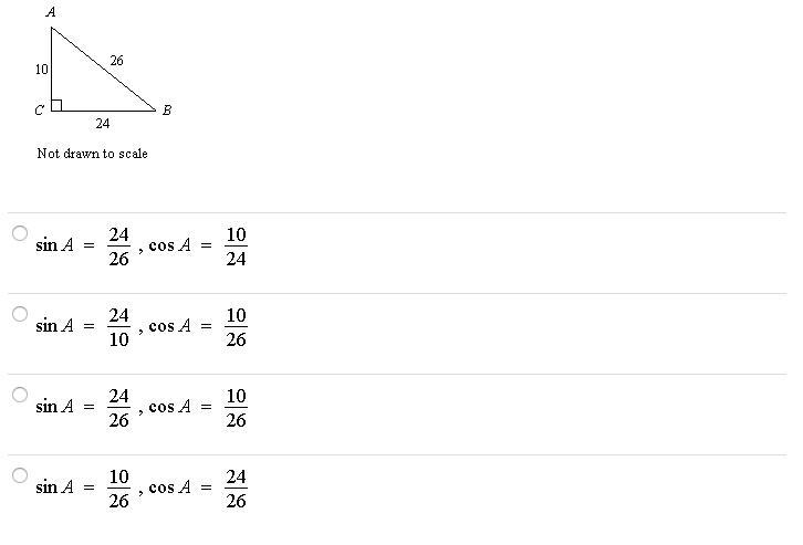 Write the ratios for sin A and cos A-example-1