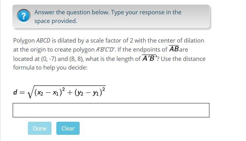 15 points! What is the length of AB? Use the distance formula to help you decide.-example-1