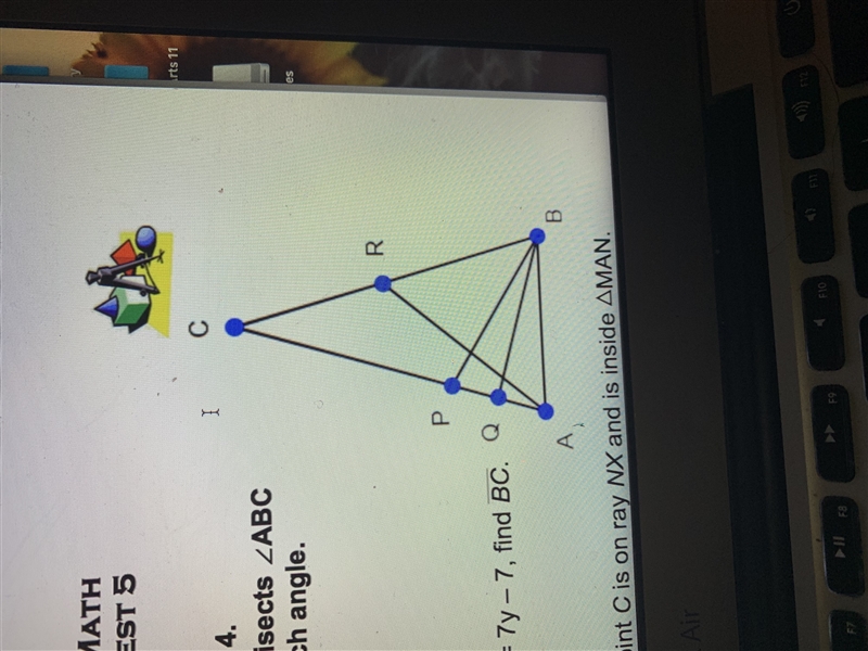 Use the diagram at the right for questions 1 – 4. In △ABC, m∠ABC= 75 and m∠C = 40. If-example-1