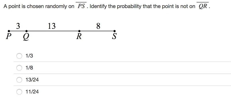 A point is chosen randomly on PS. Identify the probability that the point is not on-example-1