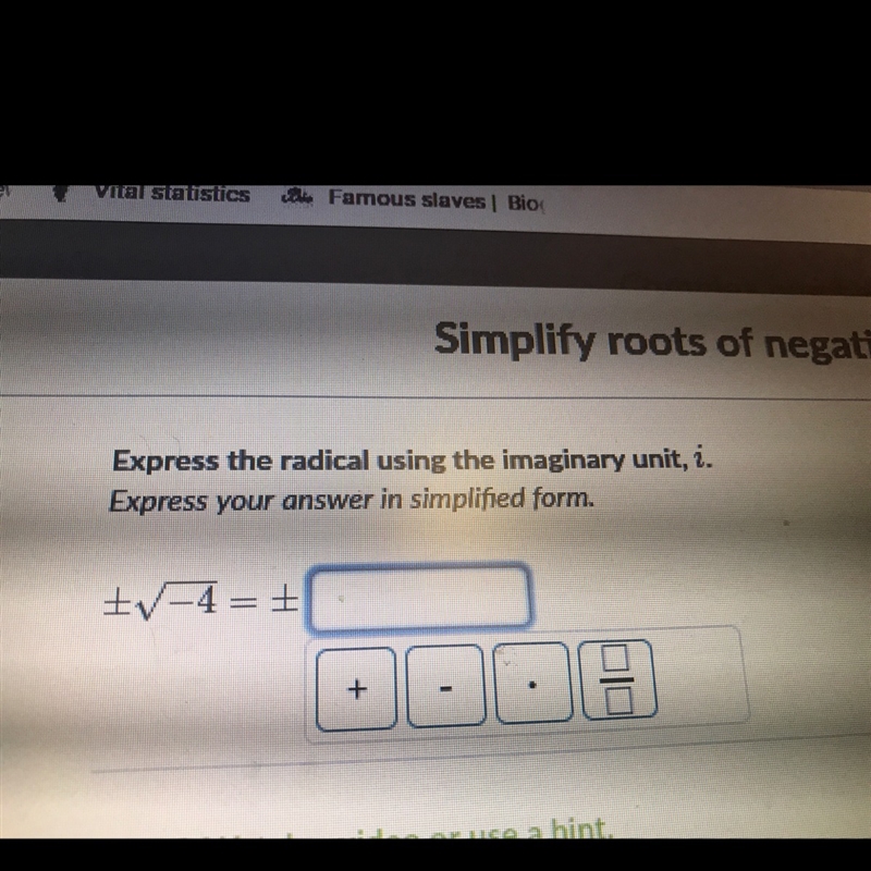 Express the radical using the imaginary unit i-example-1