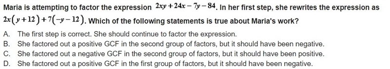 Maria is attempting to factor the expression In her first step, she rewrites the expression-example-1