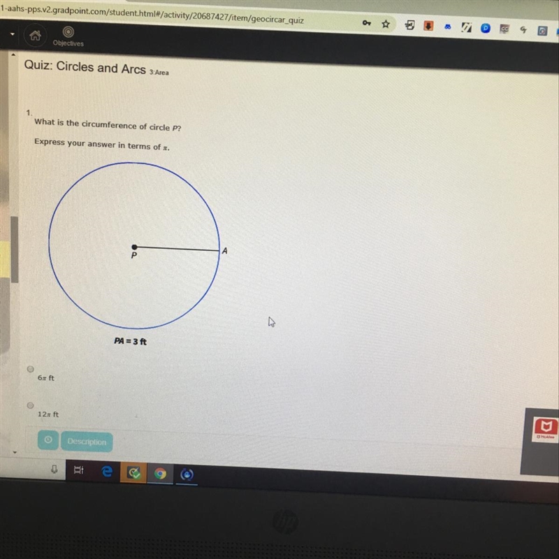 What is the circumstance of the circle P .-example-1