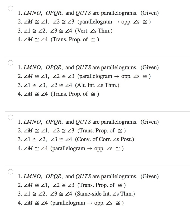 Identify the correct two-column proof. PLEASE HELP ASAP!! I need to raise my geometry-example-2