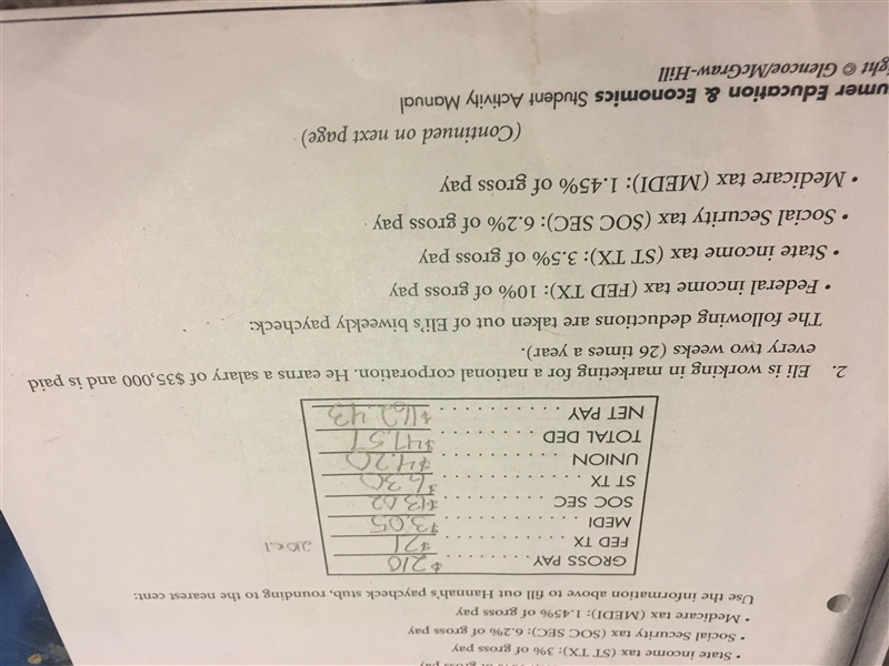 Can anyone help me figure out the calculations for the table in number 2? Pics provided-example-1