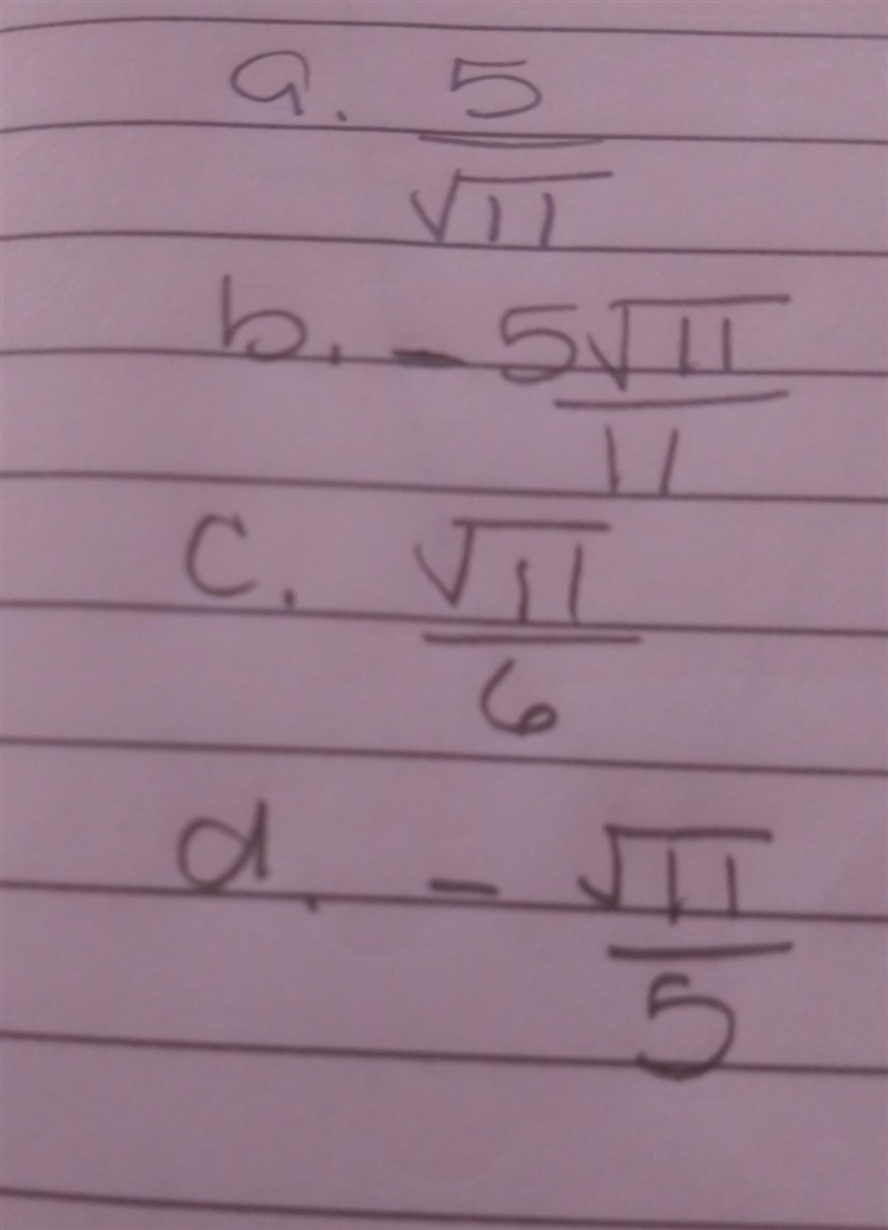 Finding the exact value of tan Theta for an angle Theta with sine theta equals 5/6 and-example-1