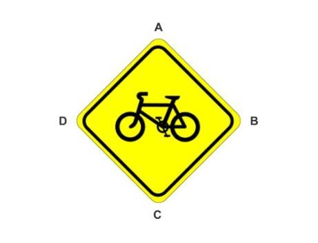 You are riding your bike and notice the square sign above. You mentally draw a straight-example-1