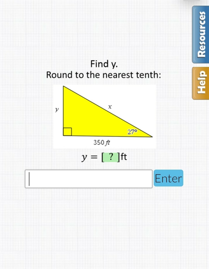 Find y round to the nearest tenth!!!!! trigonometry! second time posting this someone-example-1