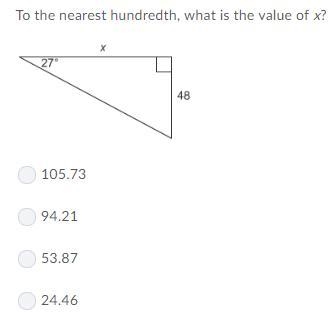 To the nearest hundredth, what is the value of x?-example-2