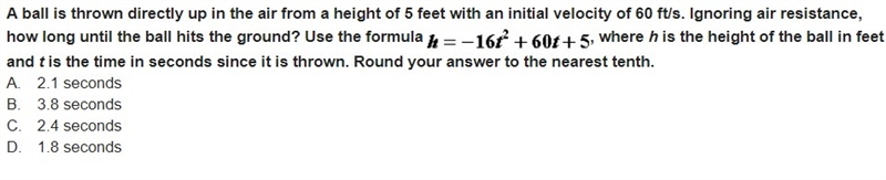 A ball is thrown directly up in the air from a height of 5 feet with an initial velocity-example-1