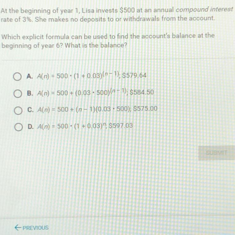 At the beginning of year 1, Lisa invests $500 at an annual compound interest rate-example-1