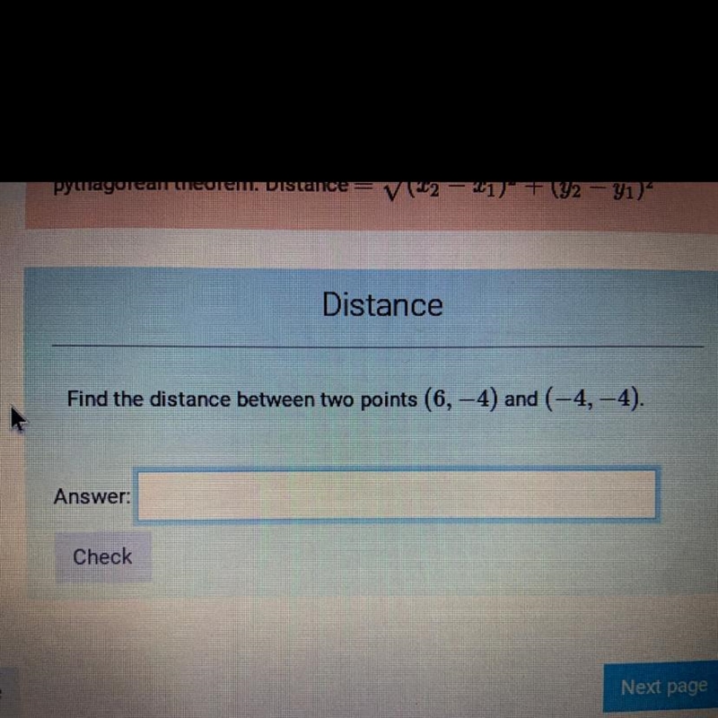 Find the distance between the 2 points-example-1