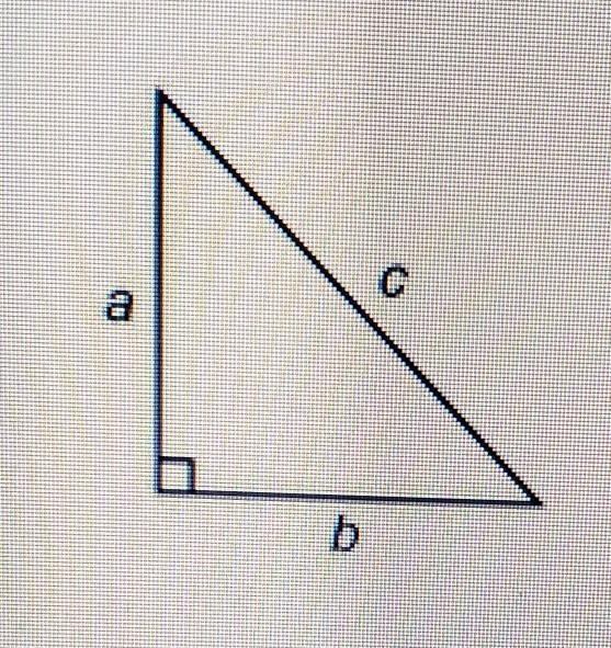 Refer to the triangle below. If a = 4 and b = 6, solve for c. show work Also, give-example-1