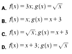 Let h(x) = (g °f)(x) = \sqrt[]{x+3} Which of the following could be a possible decomposition-example-1