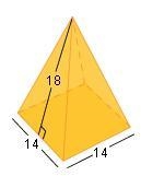 What is the surface area of the regular pyramid below? A. 1512 units^2 B. 700 units-example-1