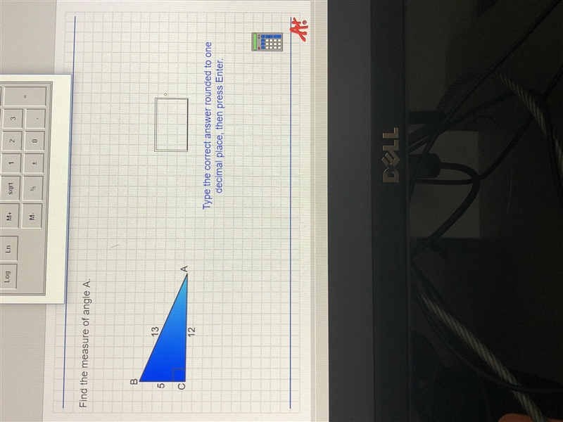 Find the measure of Angle A. Type the correct answer rounded to one decimal place-example-1