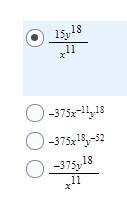 PLZ HELP 30 POINTS ANSWER ONLY IF YOU KNOW 15x(5xy^15)(–5x^–13 y^3)-example-1