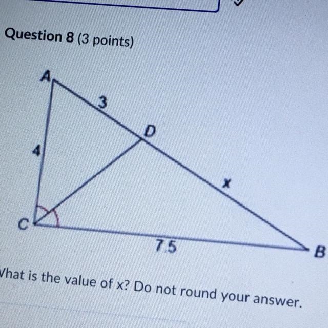 What is the value of X? And it says not to round the answer-example-1