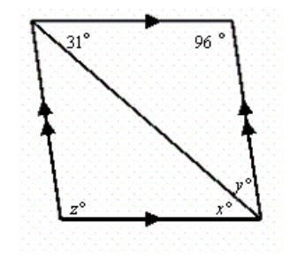 Find the values of the variables in the parallelogram. The diagram is not to scale-example-1