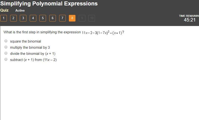 What is the first step in simplifying the expression-example-1