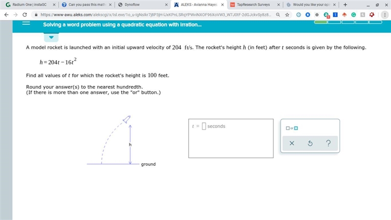 HELP PLEASE!!!!!!!!!! A model rocket is launched with an initial upward velocity of-example-1