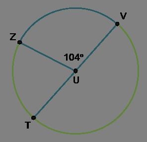 In circle U below, VT = 90 inches. What is the length of arc ZV?-example-1