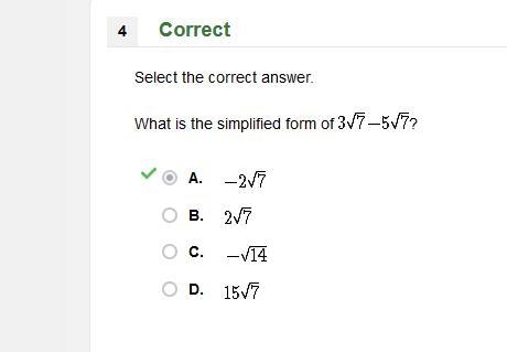 What is the simplified form of 3√7-5√7?​-example-1