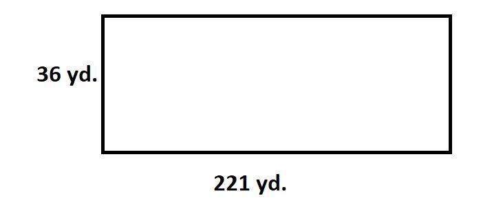 This school office is in the shape of a rectangle. It measures 36 yards by 221 yards-example-1