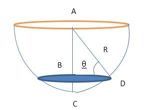 A bowl in the shape of a hemispere is filled with water to a depth h=3 inches. The-example-2