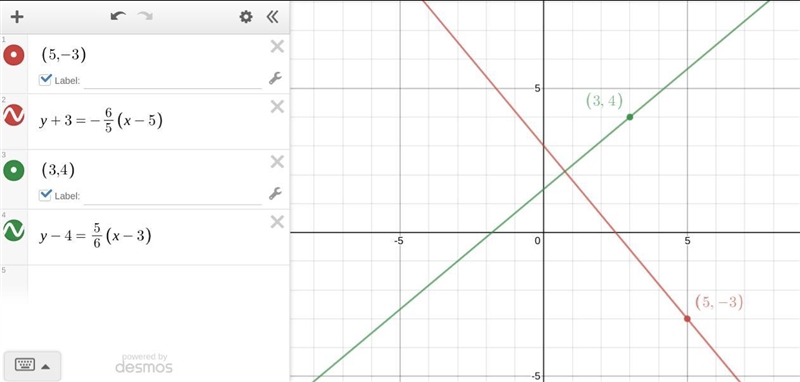 Theequationoflineqis y + 3 = -6 5 ( x − 5 ) . Line r , whichisperpendiculartoline-example-1