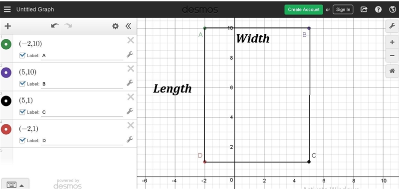 Given that the points (-2, 10), (5, 10), (5, 1), and (-2, 1) are vertices of a rectangle-example-1