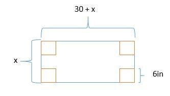 A rectangular piece of metal is 30 in longer than it is wide. Squares with sides 6 in-example-1