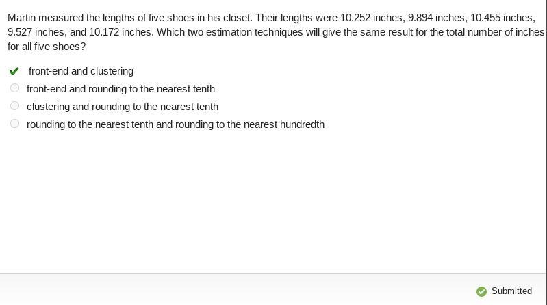 Martin measured the lengths of five shoes in his closet. Their lengths were 10.252 inches-example-1