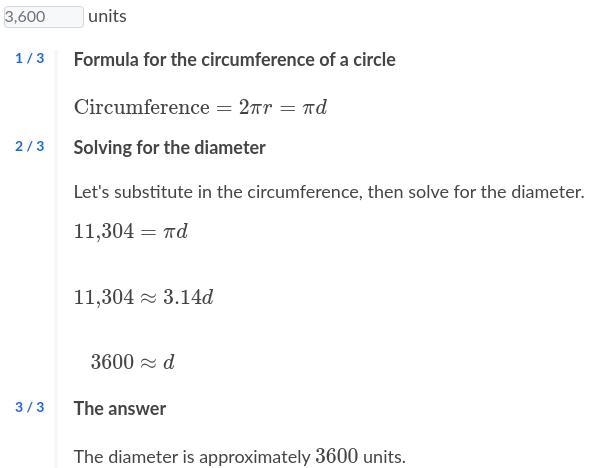 A circle has a circumference of 11{,}30411,30411, comma, 304 units. What is the diameter-example-1