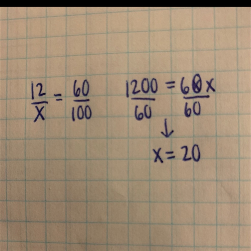 How is 12 60% of _? Please Help & Explain the process.-example-1