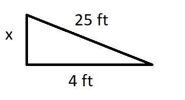 A ladder is leaning against a garage. If the ladder is 25ft long. How high up the-example-1