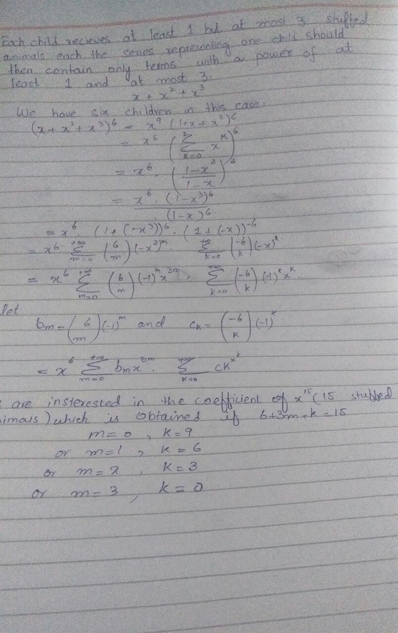 Use generating functions to determine the number of different ways 15 identical stuffed-example-2