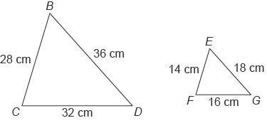 Which postulate or theorem can be used to prove that △BCD is similar to △EFG? SAS-example-1