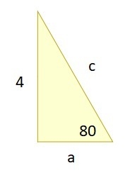 A right triangle has one side that measures 4in. The angle opposite that side measures-example-1